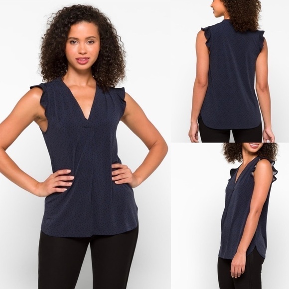 41 Hawthorn Stitch Fix Gabriella V-Neck Flutter Sleeve Top Navy NWT - Picture 5 of 10
